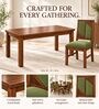Rekha 6 Seater Dining Set In Provincial Teak Finish With Olive Green Colour Chair Rekha 6 Seater Dining Set In Provincial Teak Finish With Olive Green Colour Chair