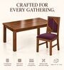 Rekha 6 Seater Dining Set In Provincial Teak Finish With Plum Colour Chair Rekha 6 Seater Dining Set In Provincial Teak Finish With Plum Colour Chair