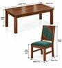 Rekha 6 Seater Dining Set In Provincial Teak Finish With Teal Green Colour Chair Rekha 6 Seater Dining Set In Provincial Teak Finish With Teal Green Colour Chair
