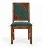 Rekha 6 Seater Dining Set In Provincial Teak Finish With Teal Green Colour Chair Rekha 6 Seater Dining Set In Provincial Teak Finish With Teal Green Colour Chair