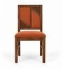 Rekha 6 Seater Dining Set In Provincial Teak Finish With Terracotta Orange Colour Chair Rekha 6 Seater Dining Set In Provincial Teak Finish With Terracotta Orange Colour Chair