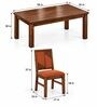 Rekha 6 Seater Dining Set In Provincial Teak Finish With Terracotta Orange Colour Chair Rekha 6 Seater Dining Set In Provincial Teak Finish With Terracotta Orange Colour Chair