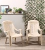 Relaxing Plastic Plastic Chair in Beige Colour Set Of 2