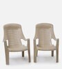 Relaxing Plastic Plastic Chair in Beige Colour Set Of 2