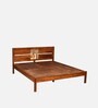 Relaxo Solid Wood Queen Size Bed In Honey Walnut Finish