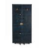 Relic Leather Bar Cabinet In Blue Colour