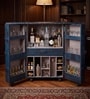 Relic Leather Bar Cabinet In Blue Finish