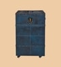 Relic Leather Bar Cabinet In Blue Finish