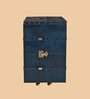 Relic Leather Bar Cabinet In Blue Finish