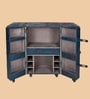 Relic Leather Bar Cabinet In Blue Finish