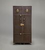 Relic Leather Bar Cabinet In Brown Finish