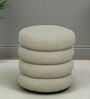Remona Boucle Fabric Round Pouffe in Lunar Grey Colour Remona Boucle Fabric Round Pouffe in Lunar Grey Colour