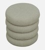 Remona Boucle Fabric Round Pouffe in Lunar Grey Colour Remona Boucle Fabric Round Pouffe in Lunar Grey Colour