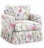 Remora 1 Seater Sofa With Teak Wood And Suede Fabric In White Floral Print