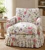 Remora 1 Seater Sofa With Teak Wood And Suede Fabric In White Floral Print