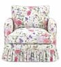 Remora 1 Seater Sofa With Teak Wood And Suede Fabric In White Floral Print