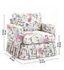 Remora 1 Seater Sofa With Teak Wood And Suede Fabric In White Floral Print