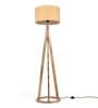 Remy Beige Fabric Shade Tripod Floor Lamp With Mango wood Base