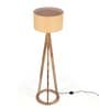 Remy Beige Fabric Shade Tripod Floor Lamp With Mango wood Base