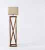 Remy Wooden Floor Lamp with Jute Shade & Brown Base