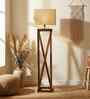 Remy Wooden Floor Lamp with Jute Shade & Brown Base