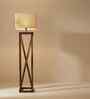 Remy Wooden Floor Lamp with Jute Shade & Brown Base