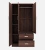 Ren 3 Door Wardrobe  in Walnut Finish with Drawers