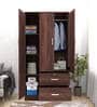 Ren 3 Door Wardrobe  in Walnut Finish with Drawers