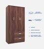Ren 3 Door Wardrobe  in Walnut Finish with Drawers