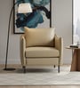 Renaissance Revival Faux Leather Lounge Chair In Beige Colour