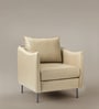 Renaissance Revival Faux Leather Lounge Chair In Beige Colour