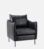 Renaissance Revival Faux Leather Lounge Chair In Black Colour