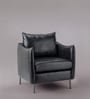 Renaissance Revival Faux Leather Lounge Chair In Black Colour