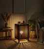 Renard Wooden Shelf Floor Lamp with Wooden Shade & Brown Base
