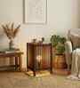 Renard Wooden Shelf Floor Lamp with Wooden Shade & Brown Base