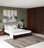 Rene Magpie Sheesham Wood King Size Bed with Upholstered Headboard in Burnt Oak Finish