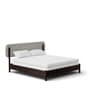 Rene Magpie Sheesham Wood King Size Bed with Upholstered Headboard in Burnt Oak Finish