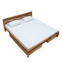 Renee Sheesham Wood King Size Bed With Drawer Storage In Rustic Teak Finish