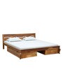 Renee Sheesham Wood King Size Bed With Drawer Storage In Rustic Teak Finish