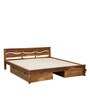 Renee Sheesham Wood King Size Bed With Drawer Storage In Rustic Teak Finish