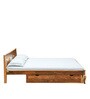 Renee Sheesham Wood King Size Bed With Drawer Storage In Rustic Teak Finish