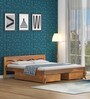 Renee Sheesham Wood King Size Bed With Drawer Storage In Rustic Teak Finish