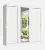 Reno 3 Door Sliding Wardrobe In White Colour With Mirror & Drawer