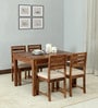 Renton Sheesham Wood 4 Seater Dining Set In Rustic Teak Finish with Drawer