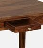 Renton Sheesham Wood 4 Seater Dining Set In Rustic Teak Finish with Drawer