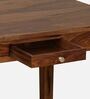 Renton Sheesham Wood 4 Seater Dining Set In Rustic Teak Finish with Drawer