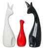 Resin Creative Cat Family Statues Figures Decorative Animal Showpieces (Set of 3, Black Red White)| Home Decoration Items for Living Room Bedroom Hall Office|Home Decor Gifts for Birthday Anniversary