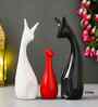 Resin Creative Cat Family Statues Figures Decorative Animal Showpieces (Set of 3, Black Red White)| Home Decoration Items for Living Room Bedroom Hall Office|Home Decor Gifts for Birthday Anniversary