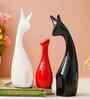 Resin Creative Cat Family Statues Figures Decorative Animal Showpieces (Set of 3, Black Red White)| Home Decoration Items for Living Room Bedroom Hall Office|Home Decor Gifts for Birthday Anniversary