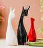 Resin Creative Cat Family Statues Figures Decorative Animal Showpieces (Set of 3, Black Red White)| Home Decoration Items for Living Room Bedroom Hall Office|Home Decor Gifts for Birthday Anniversary